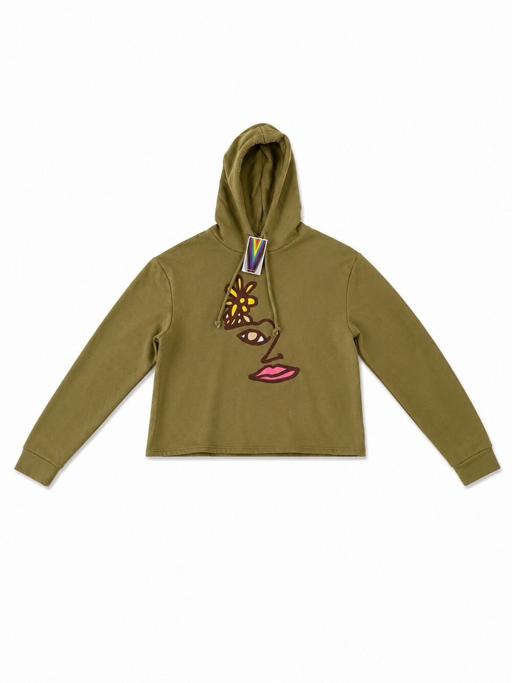 LGBTQ Take Pride Hoodie Sweatshirt Crop Womens Size Small Pullover Graphic Green